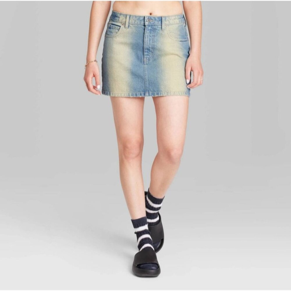 Wild Fable Women's Plus Size Low-Rise Denim Mini Skirt Blue 14W